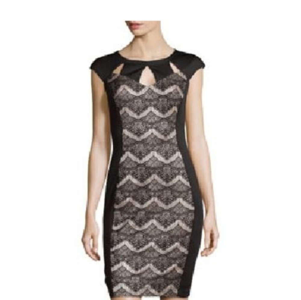 JAX Lace Cutout Sheath Cocktail Dress